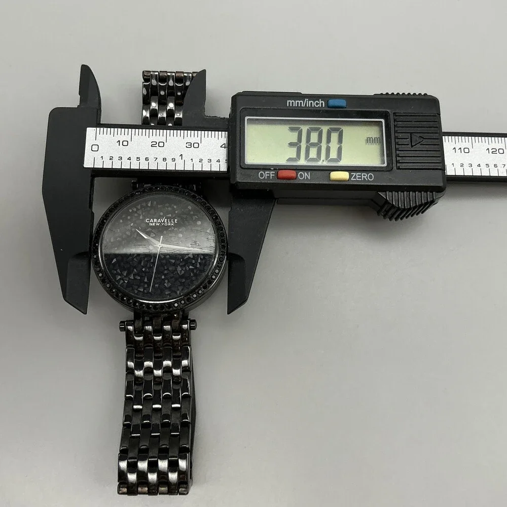 Caravelle New York 45L47 Womens Watch 38mm Black Crystals New Battery 6.75